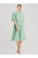 Menta Verde línea A Gasa Corto Vestidos de dama de honor