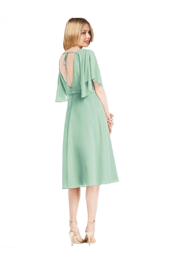 Menta Verde línea A Gasa Corto Vestidos de dama de honor