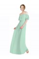 Menta Verde línea A Hombros Descubiertos Tirantes espagueti Gasa Largo Vestidos de dama de honor