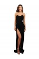Negro Columna Cuello de Corazón Sin tirantes Cuello Alto Crepé Elástico Largo Formales Vestidos de dama de honor / Vestidos de fiesta