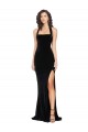 Negro Cubierta Halter Cuello Alto Terciopelo Elástico Largo Vestidos de dama de honor / Vestidos de fiesta