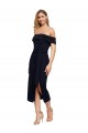 Negro Cubierta Hombros Descubiertos Cuadrado Midi Crepé Elástico Corto Formales Vestidos de dama de honor / Vestidos de fiesta / Vestidos de cóctel