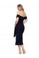 Negro Cubierta Hombros Descubiertos Cuadrado Midi Crepé Elástico Corto Formales Vestidos de dama de honor / Vestidos de fiesta / Vestidos de cóctel