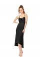 Negro Cubierta Midi Satén sedoso Corto Asimétrico Formales Vestidos de dama de honor / Vestidos de fiesta / Vestidos de cóctel