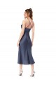 Negro Cubierta Midi Satén sedoso Corto Asimétrico Formales Vestidos de dama de honor / Vestidos de fiesta / Vestidos de cóctel