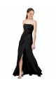 Negro Cubierta Sin tirantes Crepé Elástico Largo Formales Vestidos de dama de honor / Vestidos de fiesta