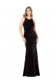 Negro Cubierta Tirantes espagueti Cuello joya Terciopelo Elástico Largo Formales Vestidos de dama de honor / Vestidos de fiesta