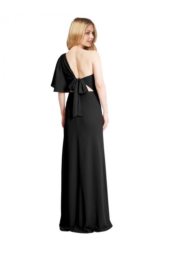Negro Cubierta Un Hombre Crepé Elástico Largo Formales Vestidos de dama de honor / Vestidos de fiesta