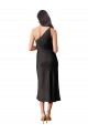 Negro Cubierta Un Hombre Midi Satén elástico Corto Formales Vestidos de dama de honor / Vestidos de fiesta / Vestidos de cóctel