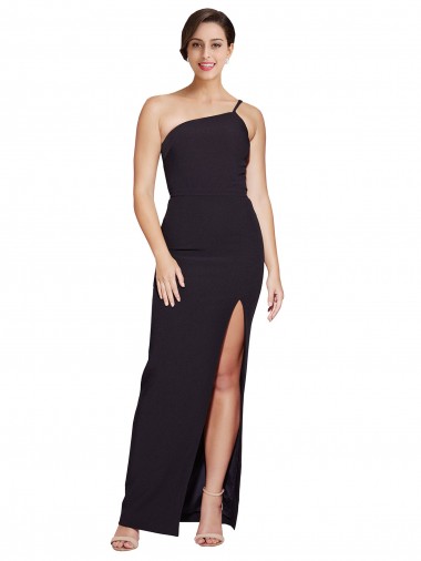 Negro Cubierta Un Hombre Sin tirantes Crepé Elástico Largo Formales Vestidos de dama de honor / Vestidos de fiesta