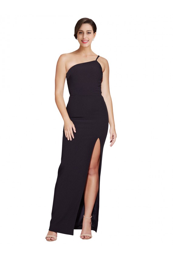 Negro Cubierta Un Hombre Sin tirantes Crepé Elástico Largo Formales Vestidos de dama de honor / Vestidos de fiesta