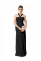 Negro Sirena Halter Gasa Largo Vestidos de dama de honor