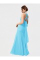 Negro Sirena Halter Gasa Largo Vestidos de dama de honor