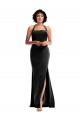 Negro Sirena Halter Terciopelo Elástico Largo Formales Vestidos de dama de honor / Vestidos de fiesta