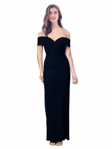 Negro Sirena Hombros Descubiertos Crepé Elástico Largo Formales Vestidos de dama de honor / Vestidos de fiesta