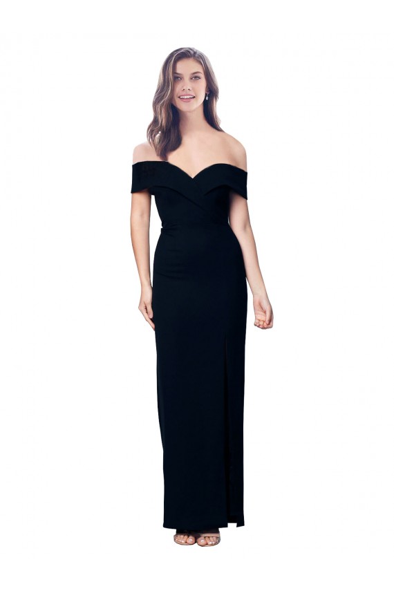 Negro Sirena Hombros Descubiertos Crepé Elástico Largo Formales Vestidos de dama de honor / Vestidos de fiesta