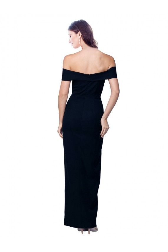 Negro Sirena Hombros Descubiertos Crepé Elástico Largo Formales Vestidos de dama de honor / Vestidos de fiesta