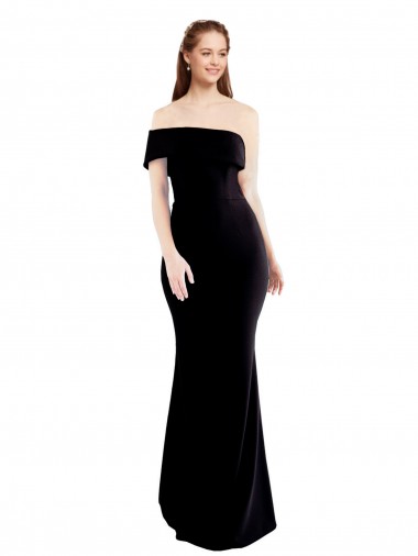 Negro Sirena Un Hombre Crepé Elástico Largo Formales Vestidos de dama de honor / Vestidos de fiesta