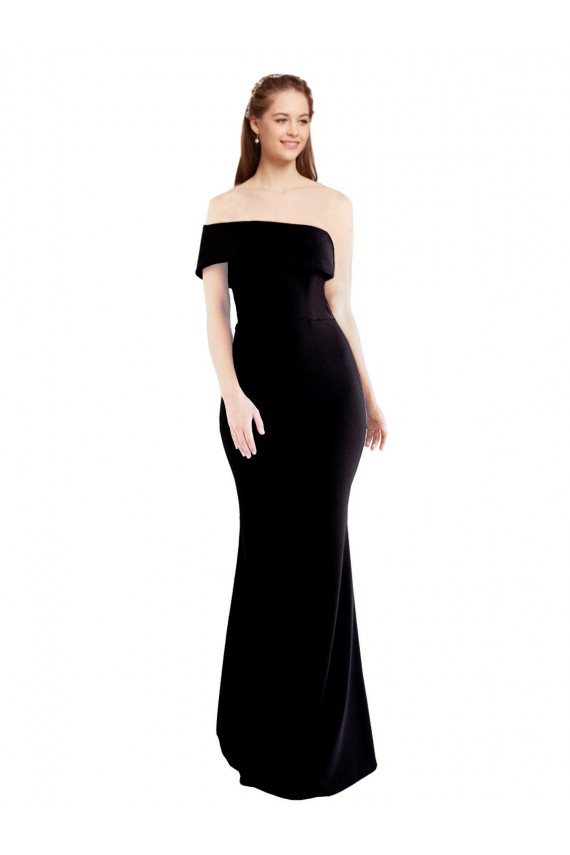 Negro Sirena Un Hombre Crepé Elástico Largo Formales Vestidos de dama de honor / Vestidos de fiesta