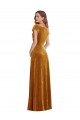 Oro Cubierta Cuello en V Terciopelo Elástico Largo Formales Vestidos de dama de honor / Vestidos de fiesta