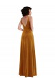 Oro Trompeta Cuello en V Terciopelo Elástico Largo Vestidos de dama de honor / Vestidos de fiesta