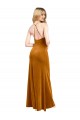 Oro línea A Halter Cuello Alto Terciopelo Elástico Largo Formales Vestidos de dama de honor / Vestidos de fiesta
