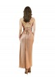 Oro rosa Cubierta Midi Satén sedoso Corto Formales Vestidos de dama de honor / Vestidos de fiesta / Vestidos de cóctel