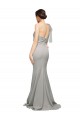 Ostra Plata Sirena Un Hombre Cuello de Corazón Barrer tren Crepé Elástico Tul Largo Formales Vestidos de dama de honor / Vestidos de fiesta