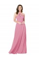 Piel rosa línea A Halter Gasa Largo Vestidos de dama de honor / Vestidos de fiesta
