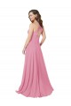 Piel rosa línea A Halter Gasa Largo Vestidos de dama de honor / Vestidos de fiesta