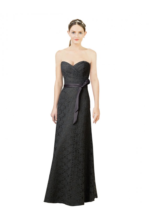 Pizarra gris Cubierta Cuello de Corazón Encaje Largo Vestidos de dama de honor