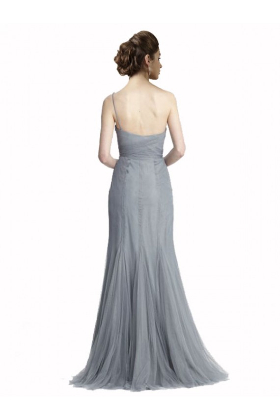 Pizarra gris Sirena Un Hombre Tul Largo Vestidos de dama de honor