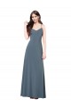 Pizarra gris línea A Cuello en V Spandex Largo Vestidos de dama de honor / Vestidos de fiesta