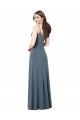 Pizarra gris línea A Cuello en V Spandex Largo Vestidos de dama de honor / Vestidos de fiesta