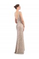 Plata Cubierta Cuello en V Lentejuela Lentejuelas brillantes Largo Formales Vestidos de dama de honor / Vestidos de fiesta
