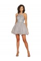 Plata línea A Halter Corto Tul Corto Vestidos de dama de honor / Vestidos de cóctel / Vestidos para homecoming