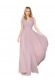 Primavera línea A Cuello en V Cuello Alto Gasa Largo Formales Vestidos de dama de honor / Vestidos de fiesta