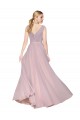 Primavera línea A Cuello en V Cuello Alto Gasa Largo Formales Vestidos de dama de honor / Vestidos de fiesta
