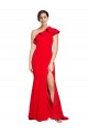 Rojo Cubierta Un Hombre Barrer tren Crepé Elástico Largo Vestidos de dama de honor / Vestidos de fiesta