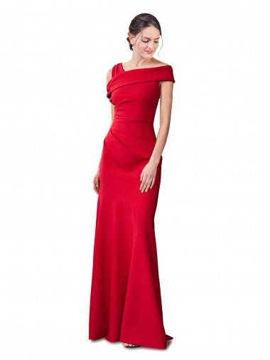 Rojo Sirena Crepé Elástico Largo Formales Vestidos de dama de honor / Vestidos de fiesta