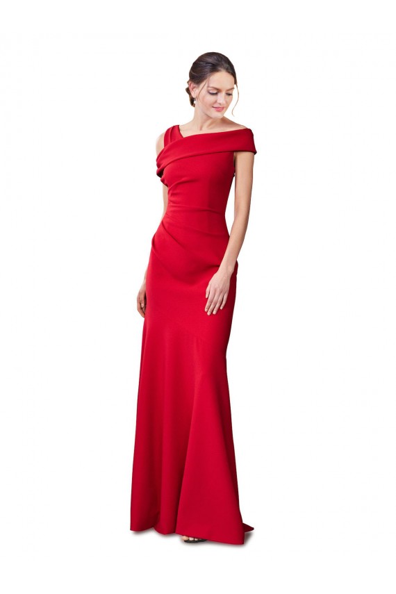 Rojo Sirena Crepé Elástico Largo Formales Vestidos de dama de honor / Vestidos de fiesta