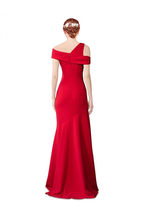 Rojo Sirena Crepé Elástico Largo Formales Vestidos de dama de honor / Vestidos de fiesta