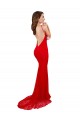 Rojo Sirena Cuello Alto Encaje Largo Formales Vestidos de dama de honor / Vestidos de fiesta