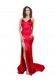 Rojo Sirena Cuello de Corazón Satén elástico Largo Formales Vestidos de dama de honor / Vestidos de fiesta