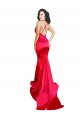 Rojo Sirena Cuello de Corazón Satén elástico Largo Formales Vestidos de dama de honor / Vestidos de fiesta