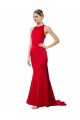 Rojo Sirena Halter Cuello Alto Crepé Elástico Largo Formales Vestidos de dama de honor / Vestidos de fiesta