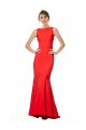 Rojo Sirena Halter Cuello Alto Crepé Elástico Largo Formales Vestidos de dama de honor / Vestidos de fiesta