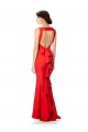 Rojo Sirena Halter Cuello Alto Crepé Elástico Largo Formales Vestidos de dama de honor / Vestidos de fiesta