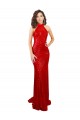 Rojo Sirena Halter Cuello Alto Lentejuela Largo Formales Vestidos de dama de honor / Vestidos de fiesta