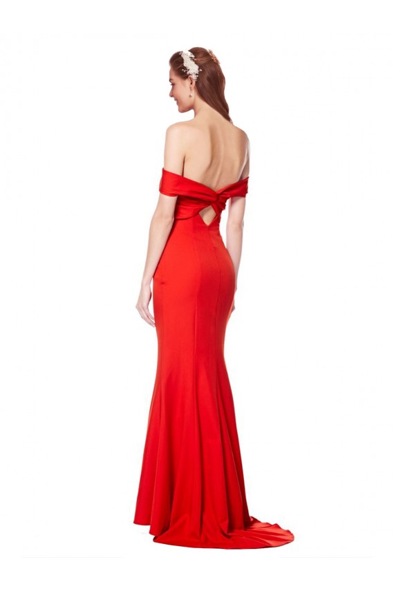 Rojo Sirena Hombros Descubiertos Crepé Elástico Largo Formales Vestidos de dama de honor / Vestidos de fiesta